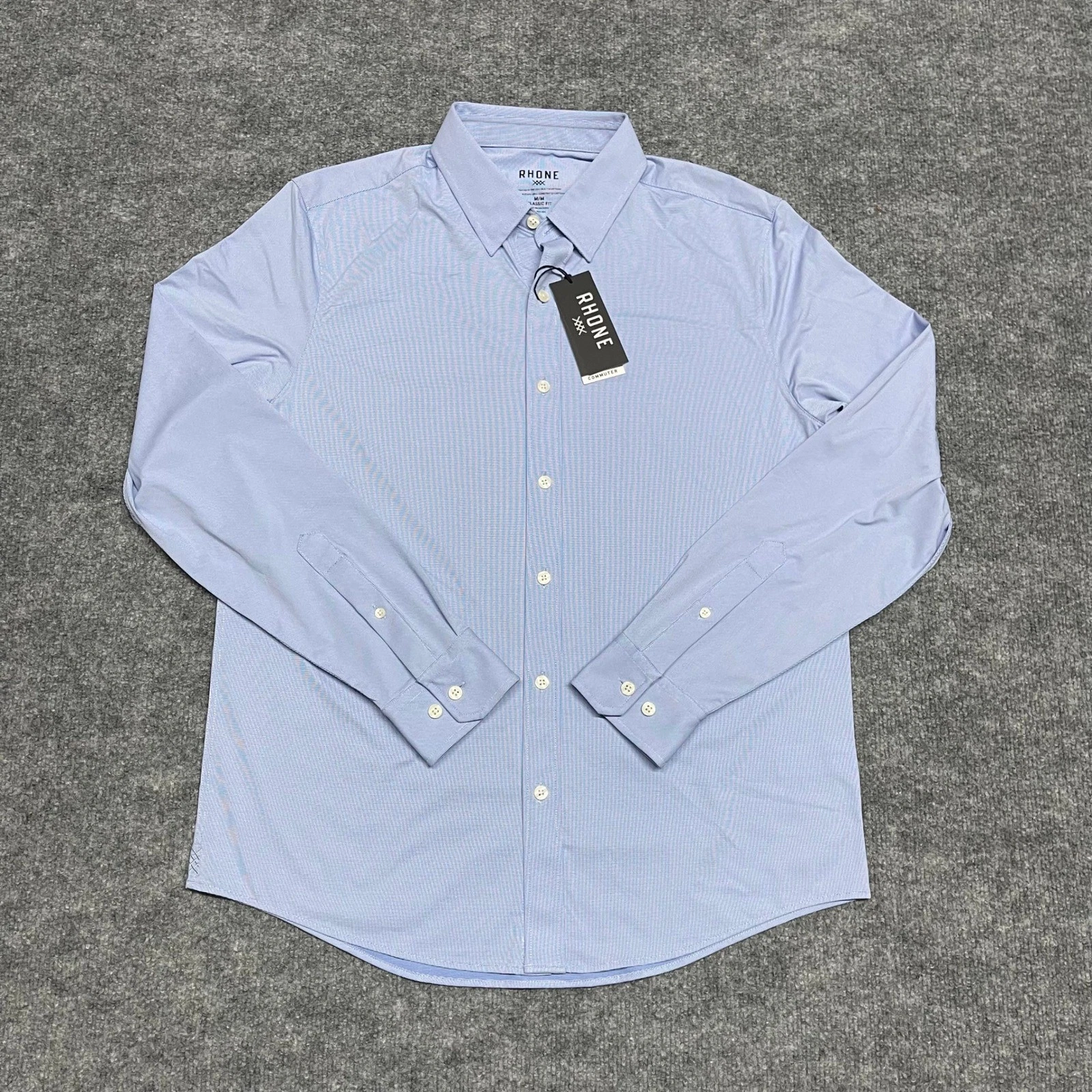 Rhone Shirt Mens Medium Blue Commuter Classic Fit Italian Stretch Long Sleeve