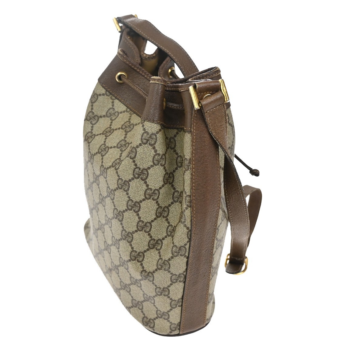 GUCCI GG Pattern Drawstring Shoulder Bag PVC Leat… - image 4