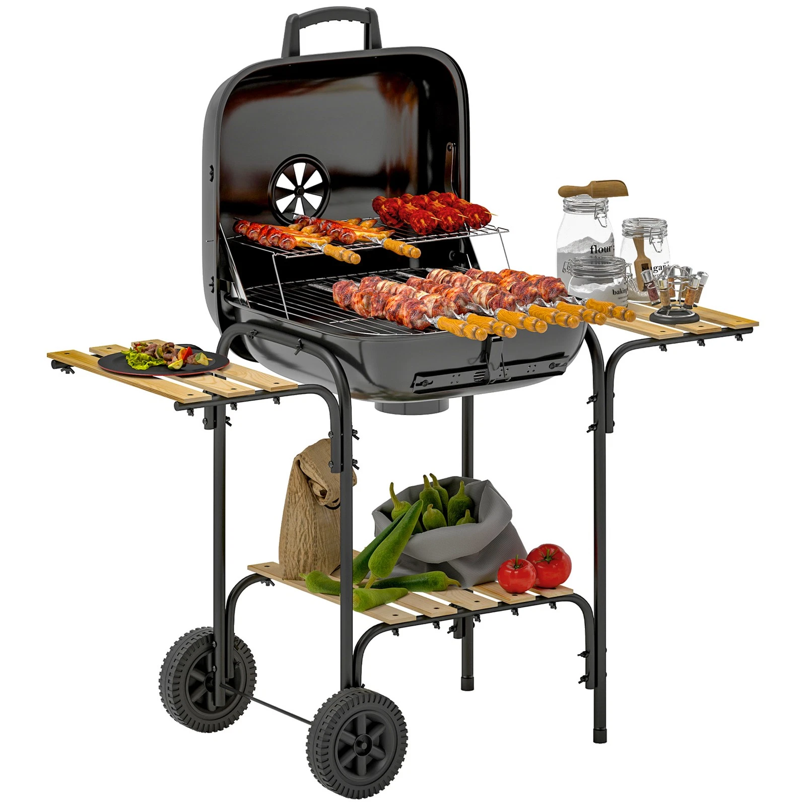 Outsunny Charcoal Barbecue Grill Portable BBQ with Lockable Lid, Vent, Black
Opens in a new window o