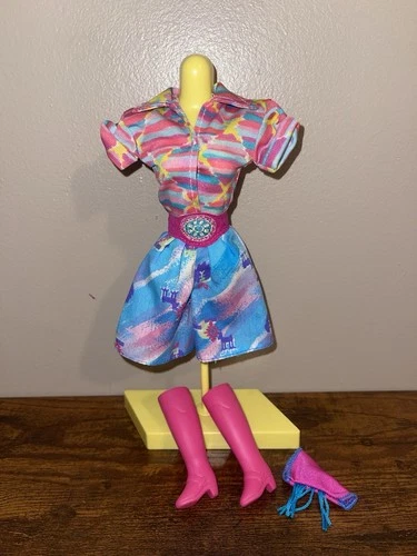 Vtg Barbie Fashion Doll Western Fun Fashions Outfit #9951 1989 Boots Clothes