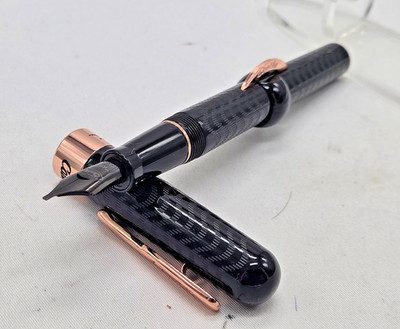 Conklin Mark Twain Crescent Filler Fountain Pen  Black Chase  Stub 1.1 Nib
