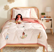 Disney Princess Twin Quilt Comforter Set Belle Ariel Moana Jasmine Cinderella