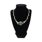 ART NOUVEAU MEXICAN STERLING SILVER GREEN MALACHITE 18" NECKLACE 54.1GR #4123