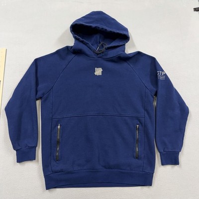 Undefeated Hoodie Mens Medium Blue Fleece Pullover Zip Pocket Logo Graphic