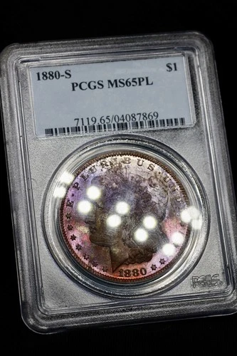 1880 S Morgan Dollar Ms65 PL Monster Toned