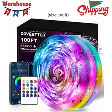 100 Ft Outdoor Led Strip Lights Waterproof, Smart Light Strips with App Voice Co