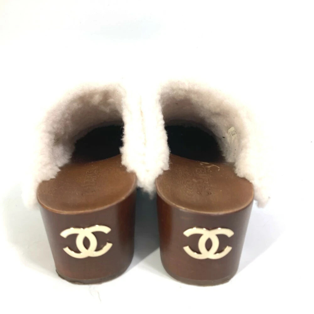 CHANEL G32594 23N Mouton Leather Sabot Sandals 38 Black Women | eBay