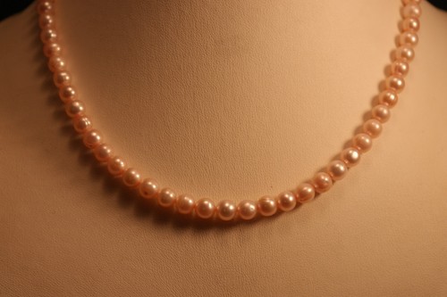 Beautiful Necklace With Natural Freshwater Pink Pearls 16" Inch Long In Gift Box - Picture 4 of 9