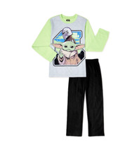 Star Wars Baby Yoda Boys Multicolor Flannel Pajama Sleep Set 2- Piece Size 10/12