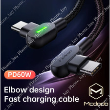 Mcdodo 60W LED Elbow PD Type-C Fast Charging Cable For iPhone15 16e 17 Samsung