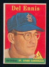 1958 TOPPS  BASEBALL  YELLOW NAME  # 60  DEL ENNIS    17631