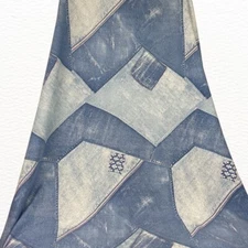 Reclaimed vintage patchwork print faux denim fabric 85” x 48” flaws cotton blend