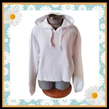 White ☆ Raw Edge Cropped Fleece Hoodie ☆ 2x ☆ Nwt