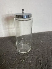 Vintage Apothecary Glass Jar  USA # 2 Glasco Chrome Lid
