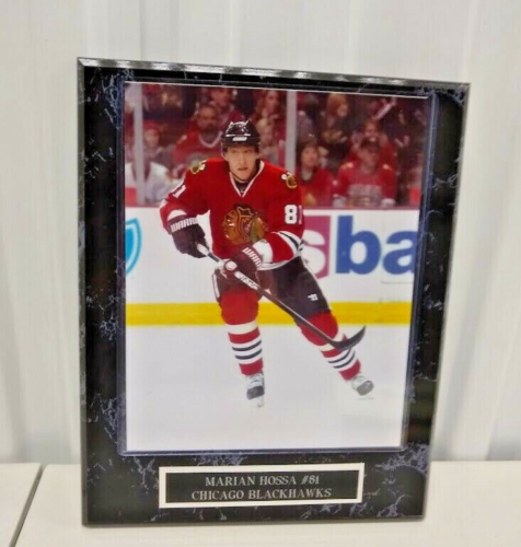 Marian Hossa-Chicago Blackhawks-10 1/2 X 13 Black Marble Plaque With 8x10 Photo - Picture 1 of 2