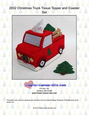 Christmas Truck Tissue Topper and Coaster Set- Plastic Canvas Pattern or Kit