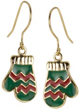 Christmas Mittens Dangle Charm Earrings