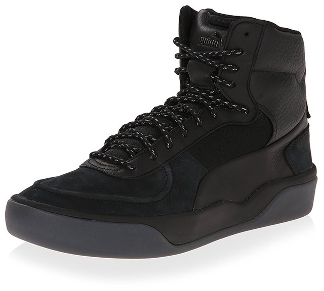 mens black leather high tops
