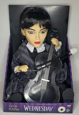 Wednesday Addams 13 in Animated Cello Playing Halloween Decoration Jenna Ortega 