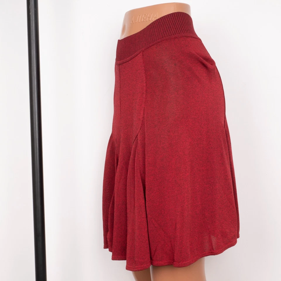 ALAIA Women's Red Burgundy Fit & Flare Pleated Stretch Viscose Midi Skirt Size M - Image 4 of 4