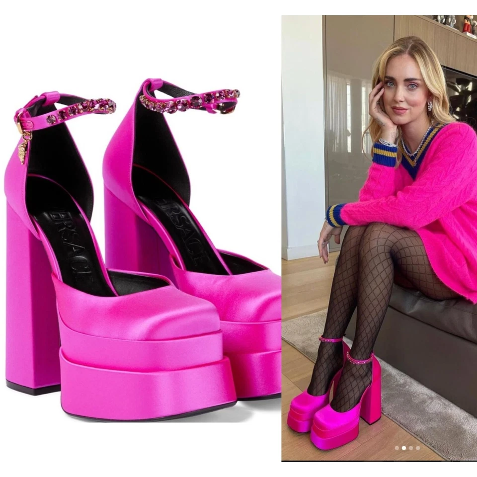 Zapatos de salón VERSACE Aevitas con plataforma adornada en cristal fucsia talla EU38 Foto 4 de 4