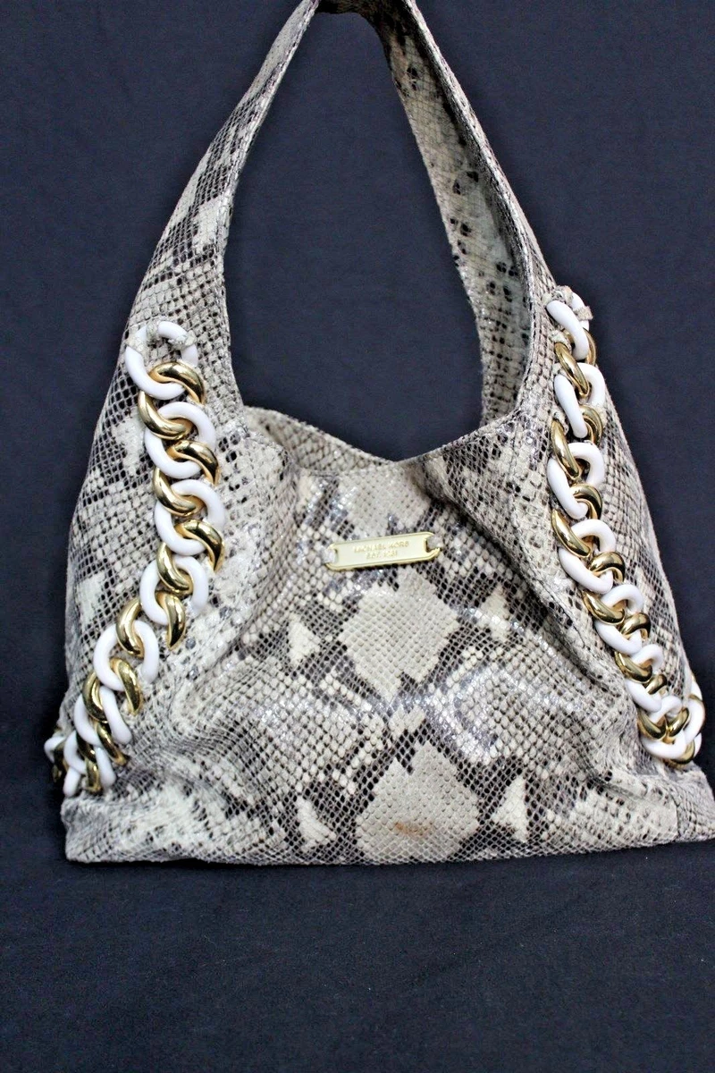 GUC Michael Kors ID CHAIN Hobo Sand Python Embossed Leather B 0912. Brown Color