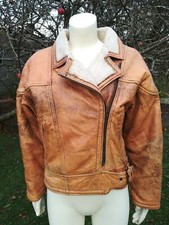 Vintage Real Leather Sheepsking Look Flying Bomber Aviator Coat Jacket Unisex