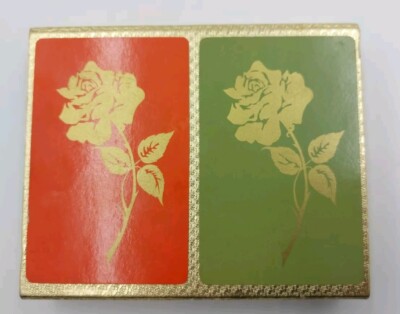 Crown Heines Playing Card Vintage 2 Decks Red Green Flowers Mineapolis