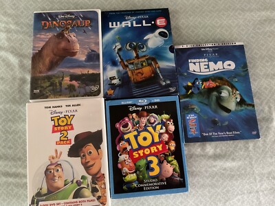 Disney Children DVD Movies Toy Story 2 & 3, Dinosaur, Finding Nemo, Wall-e