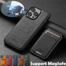For iPhone 17 16 15 Pro Max Plus 14 Case Wallet MagSafe Magnetic Leather Cover