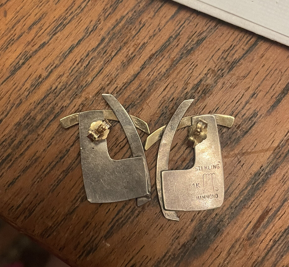 Beautiful Vintage Hammond Sterling Silver & 14K Gold Earrings eBay