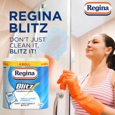 4er Pack Regina Blitz 3 lagig 280 Blatt Küchenpapier Handtuch Rollen Haushalt XL Jumbo