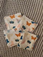 Set of 4 handmade make-up remover pads Terry Cloth washable, Butterfly Theme