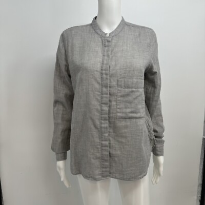Closed Women Gray Long Sleeve Button-Down Shirt Size S Pocket