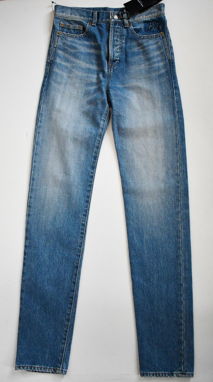 ️ SAINT LAURENT Paris D14 M SL LW Vintage Blu SLIM Fit VITA BASSA W28"