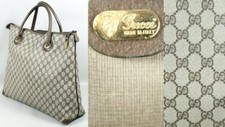 RARE Vtg 80s GUCCI Supreme GG Monogram Leather Handbag Shoulder Bag Tote Large