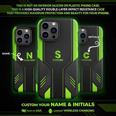 Unique Sporty Gaming Personalized Name Case for iPhone 14 Pro Max + 13 12 mini