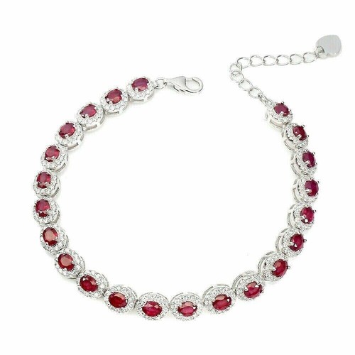 Silver Bracelet Ruby Genuine Natural Gems Solid Sterling 6 1/2 to 7 3/4 Inch - Picture 19 of 24
