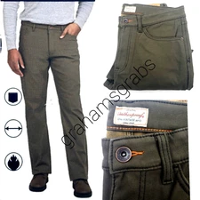 NEW WEATHERPROOF VINTAGE MEN'S FLEECE LINED STRETCH CANVAS PANT GREEN 38x29 NWT