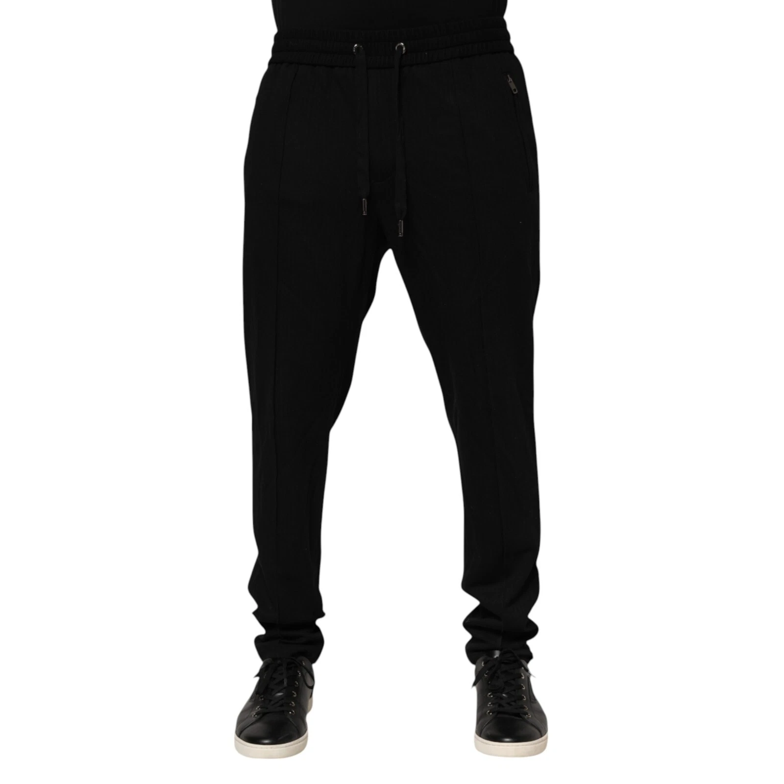 DOLCE & GABBANA Pants Black Viscose Skinny Logo Men Jogger IT54/W40/XL 1200usd