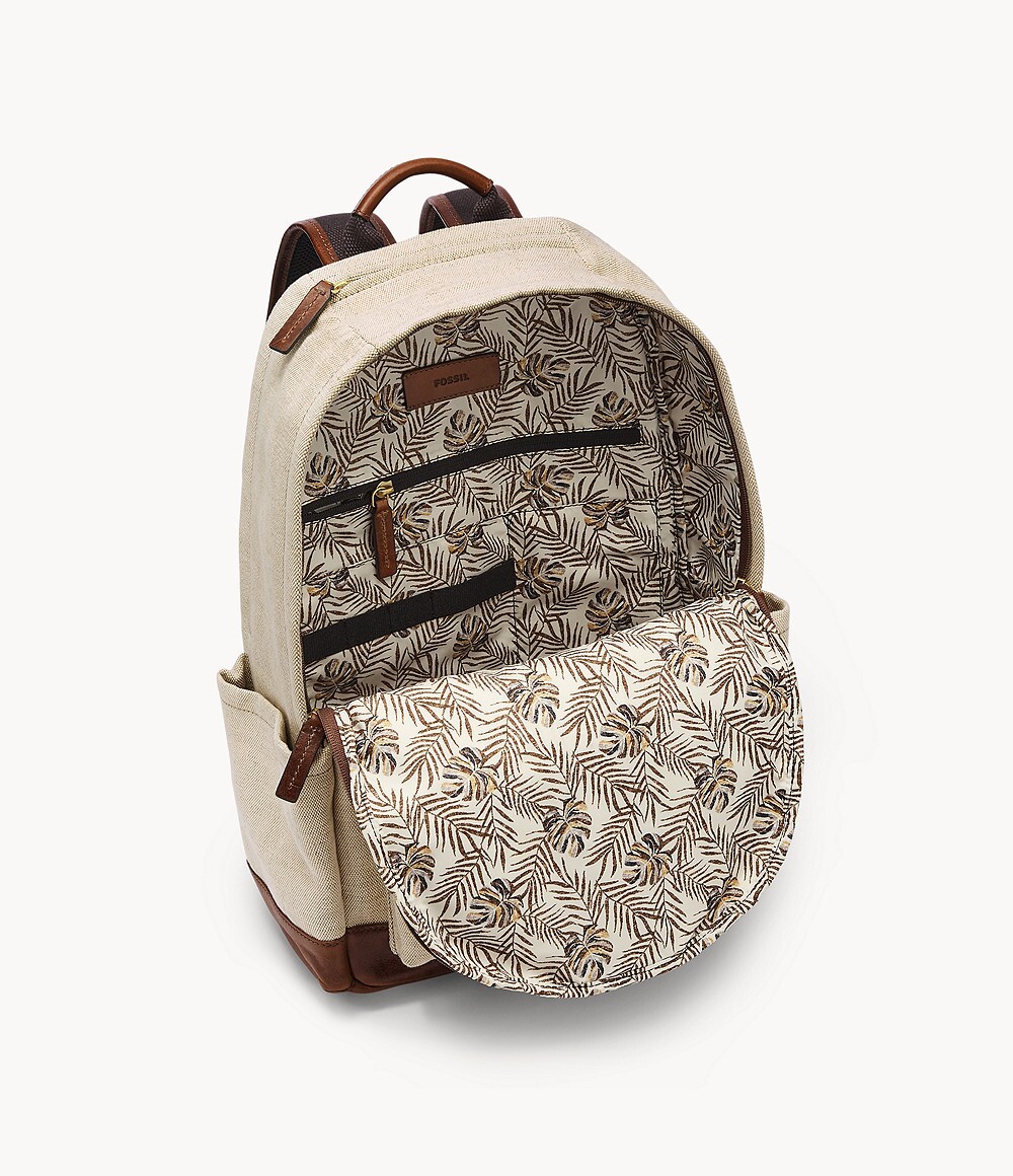 Backpack FOSSIL BUCKNER MBG9594101 Cotton Jute Beige Brown Workbag eBay
