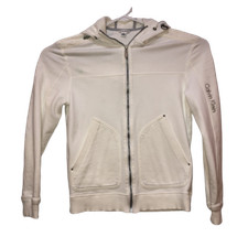Calvin Klein Women's Small White Full Zip Up Hooded Jacket CK Hoodie S