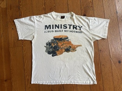 Vintage Ministry Band Shirt Jesus Built My Hot Rod 90s Size XL