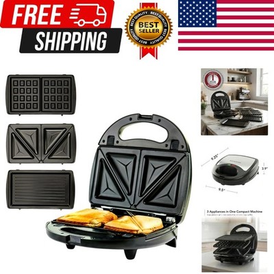 3 in 1 Electric Sandwich Maker, Panini Press Grill and Waffle Iron Set with R...
