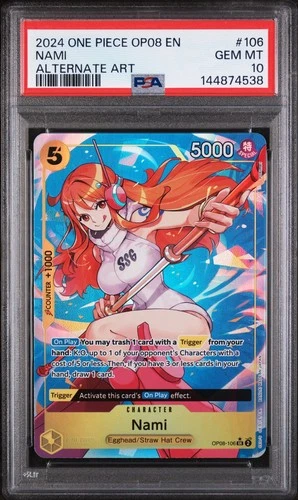 2024 One piece Nami Foil Alternate Art OP08-106 English PSA 10
