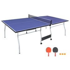 Mid-Size Ping Pong Table Set 96"x54" Foldable with Net, 2 Paddles, 3 Balls