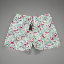 Pink Flamingo Print Green Swim Trunks Size XXL Tall Men s Mesh Lined Swimsuit