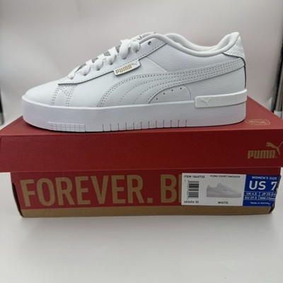 New PUMA Court Women s Sneakers White Leather Low Top Casual Shoes Size 7