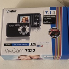 Vivitar ViviCam 7022 Digital Camera 7.1MP Black w/SD Card  Paperwork, Box, 3pod