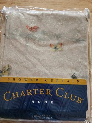 CHARTER CLUB 72x72 BUTTERFLY DRAGONFLY SEMI-SHEER RICEPAPER VINYL SHOWER CURTAIN